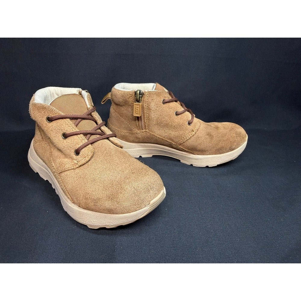 UGG Kids Canoe III Weather Chukka Suede Zip Up Lace Up‎ Boots Chestnut Suede
